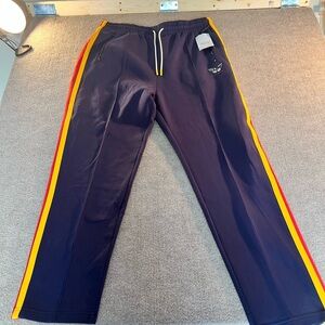 Men's Navy Joggers with Red and Yellow Stripes